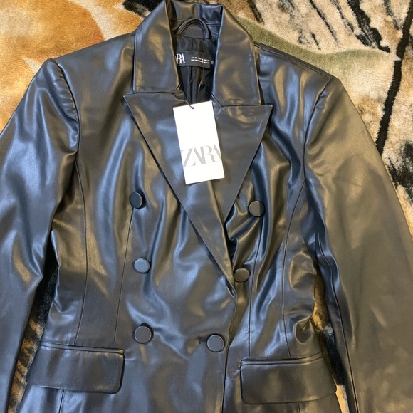 Zara Leather Blazer Jacket - Picture 8 of 10